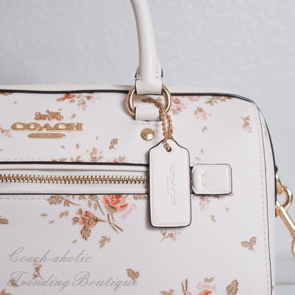 NWT Coach Rowan Satchel with Rose Bouquet Print - Picture 4 of 8
